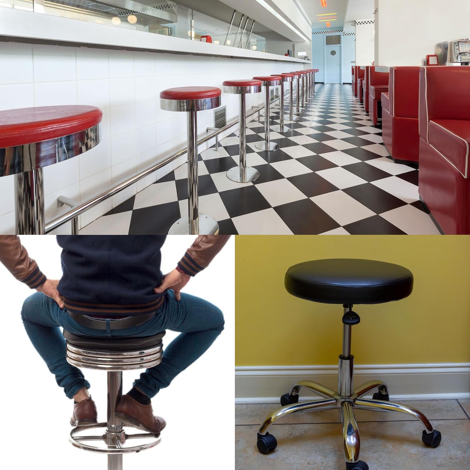 uxcell Round Bar Stool Covers, 2 Pack Round Seat Cover Dia.11-13, PU Non-Slip Circle Stool Cover for Chairs Stool Slipcovers, Red